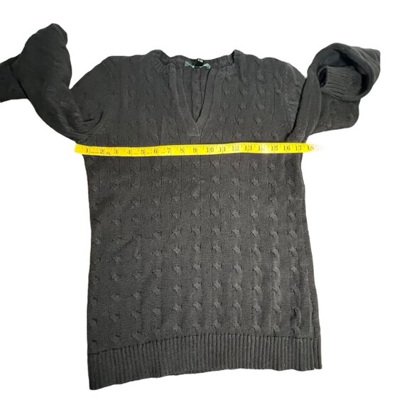 LRL Black Cable Knit Sweater Fisherman Preppy Academia Money Ivy League Large - Picture 7 of 8